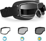 🕶️ bertoni f188ph photochromic aviator motorcycle vintage goggles: stylish sunsensor black leather glasses for helmets logo