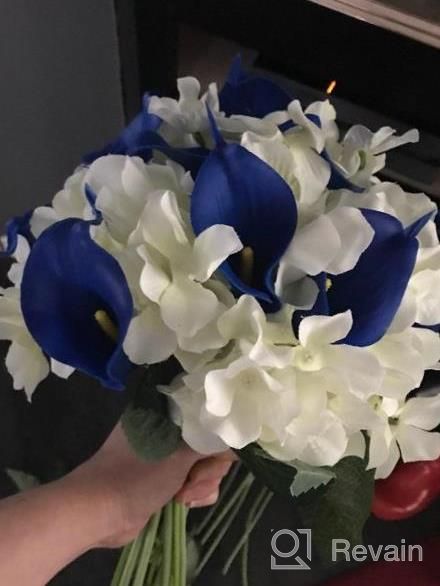 img 1 attached to Luyue Artificial Calla Lily Fake Calla Lilies Flowers 20Pcs For Home Office Kitchen Decor Wedding Floral Decoration(Blue In White) review by Renee Chavez