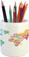 organize your desk with ambesonne's multicolor world map pencil pen holder logo