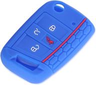 🔵 blue silicone key cover case remote fob protector for vw golf polo 2016-2017, beler 4 button логотип