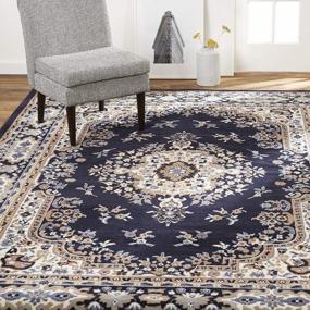 img 4 attached to 7'8"X10'7" Navy Blue Home Dynamix Premium Sakarya Traditional Medallion Border Area Rug Rectangle