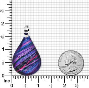 img 1 attached to CHUVORA Hand Blown Glass Striped Pear Teardrop Pendant Necklace For Women, Purple Red Black 16-18 Inches