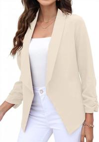 img 2 attached to GRECERELLE Women'S Blazer Suit Open Front Cardigan 3/4 Sleeve Fitted Jacket Casual Office Cropped Blazer