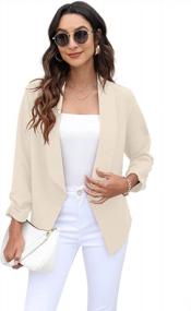 img 1 attached to GRECERELLE Women'S Blazer Suit Open Front Cardigan 3/4 Sleeve Fitted Jacket Casual Office Cropped Blazer