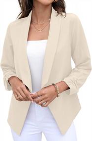 img 4 attached to GRECERELLE Women'S Blazer Suit Open Front Cardigan 3/4 Sleeve Fitted Jacket Casual Office Cropped Blazer