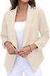 grecerelle women's blazer suit open front cardigan 3/4 sleeve fitted jacket casual office cropped blazer logo