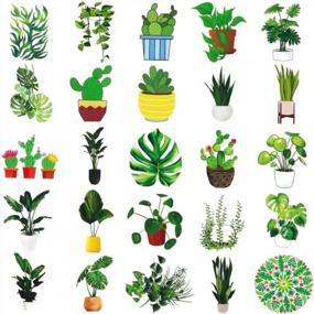 img 1 attached to Green Leaf Plant Sticker Set For Scrapbooking, Laptops, And DIY Crafts - 50 Pieces By LZBRDY