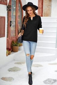 img 1 attached to Oversized Waffle Sweater With Pockets And Side Slits For Women - Stylish And Casual Tunic Jumper Top With Ribbed Detail And Long Sleeves