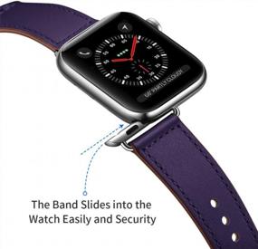 img 3 attached to KYISGOS Leather Watch Band - Compatible With Apple Watch Ultra SE2 SE Series 8 7 6 5 4 3 2 1 (Purple/Silver), Genuine Leather Strap For 49Mm/45Mm/44Mm/42Mm Watches