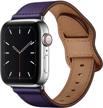 kyisgos leather watch band - compatible with apple watch ultra se2 se series 8 7 6 5 4 3 2 1 (purple/silver), genuine leather strap for 49mm/45mm/44mm/42mm watches logo