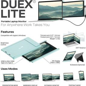 img 3 attached to 📈 Duex Portable Upgraded Extender - Compatible with 12.5 Inch Laptops, 1920X1080P Resolution, 60Hz Refresh Rate, Travel Monitor for Laptops, Portable Laptop Monitor - Duex Lite in Jadeite Green with HDMI