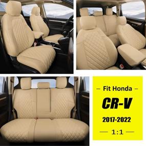 img 3 attached to Custom-Fit Beige PU Leather Car Seat Covers With Giant Panda Design For Honda CRV 2017-2022