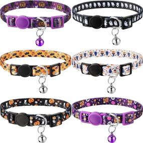 img 4 attached to 🎃 Spooky & Stylish: Halloween Cat Collars with Bell for a Purrfect Halloween Party!