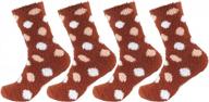 women's fuzzy crew socks, 4 pairs - soft & cozy comfort logo