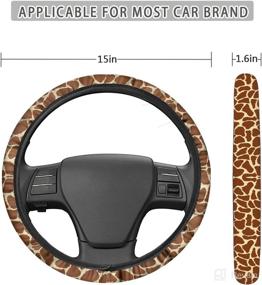 img 1 attached to CLOHOMIN Brown Giraffe Print Car Wheel Cover Steering Wheel Protector For Women Men Microfabric Auto Steering Wheel Covers Universal 14-15 Inch Car Interior Accessories