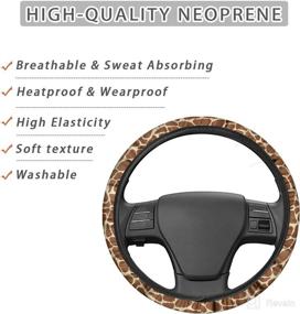 img 2 attached to CLOHOMIN Brown Giraffe Print Car Wheel Cover Steering Wheel Protector For Women Men Microfabric Auto Steering Wheel Covers Universal 14-15 Inch Car Interior Accessories