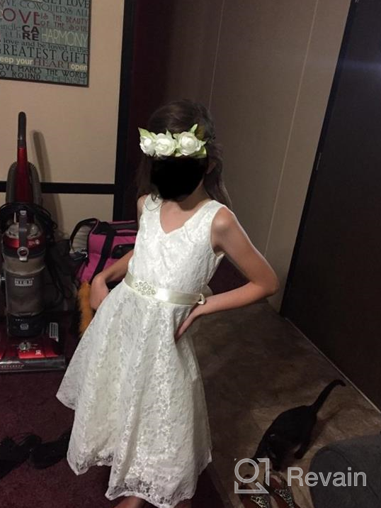 img 1 attached to Bow Dream Elegant V-Neck 🌸 Sleeveless Flower Girl Dress with Lovely Lace review by Andrea Logan