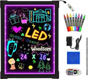 img 4 attached to Create Artistic Masterpieces With Woodsam'S Erasable LED Drawing Board + 8 Fluorescent Markers