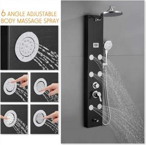 img 2 attached to Modern 304 Stainless Steel Rainfall Shower Panel Tower With 9-Inch Round Shower, 6 Body Massage Jets And Tube Spout - Temperature Display Included!