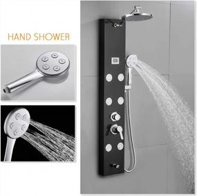 img 1 attached to Modern 304 Stainless Steel Rainfall Shower Panel Tower With 9-Inch Round Shower, 6 Body Massage Jets And Tube Spout - Temperature Display Included!
