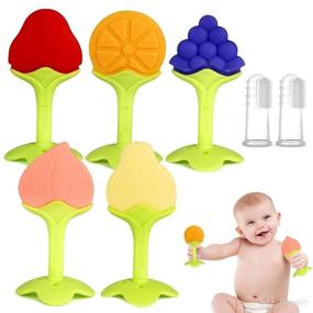 img 4 attached to 🍼 Chuya 5Pack Silicone Baby Teether Toys: Effective Chew Straws for Babies 0-12 Months, Soothes Molars & Teething Gums, Easy to Clean