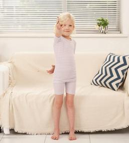 img 1 attached to Детский пижамный комплект: ребристая одежда для сна с полосатым рисунком для малышей и девочек