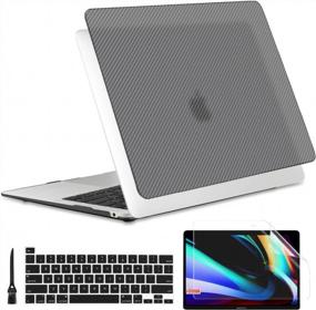 img 4 attached to 2022 Upgrade MacBook Pro 13" Case M1/M2 Chip Carbon Fiber Design Slim Protective Cover For A2338 A2251 A2289 2022 2021 2020, Dark Grey