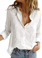 women's v-neck rolled sleeve button-down blouse tops логотип