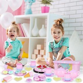 img 3 attached to 54-Piece Play Food Toy Set With Tea Party Accessories, Cookies, And Ice Cream - Perfect Pretend Kitchen Set For Girls With Chef Hat And Pink Apron - Ideal Kids And Toddlers Toy Gift