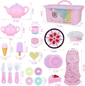 img 2 attached to 54-Piece Play Food Toy Set With Tea Party Accessories, Cookies, And Ice Cream - Perfect Pretend Kitchen Set For Girls With Chef Hat And Pink Apron - Ideal Kids And Toddlers Toy Gift