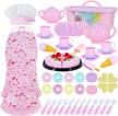 54-piece play food toy set with tea party accessories, cookies, and ice cream - perfect pretend kitchen set for girls with chef hat and pink apron - ideal kids and toddlers toy gift logo