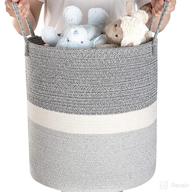 🧺 extra-large handwoven storage basket for living room blankets, laundry, or kids' toys - stylish cotton rope decorative basket - playroom storage tote bins - tall round baskets for organizing 16"d x 18"h логотип