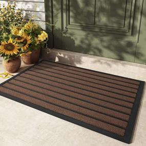 img 4 attached to Brown Outdoor Door Mat 24"X36": Non Slip, Waterproof, Low Profile Entryway Rug W/Rubber Backing