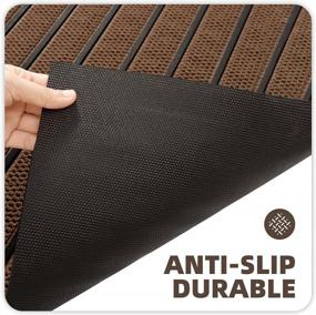 img 3 attached to Brown Outdoor Door Mat 24"X36": Non Slip, Waterproof, Low Profile Entryway Rug W/Rubber Backing