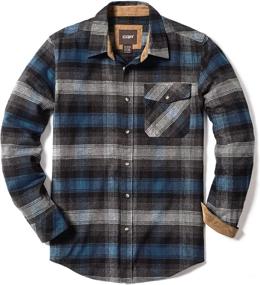 img 4 attached to Men'S All Cotton Flannel Button Up Shirt, Long Sleeve Plaid Casual Outdoor Soft Brushed Shirt