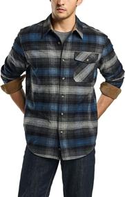 img 1 attached to Men'S All Cotton Flannel Button Up Shirt, Long Sleeve Plaid Casual Outdoor Soft Brushed Shirt