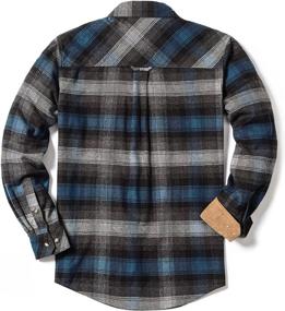 img 3 attached to Men'S All Cotton Flannel Button Up Shirt, Long Sleeve Plaid Casual Outdoor Soft Brushed Shirt