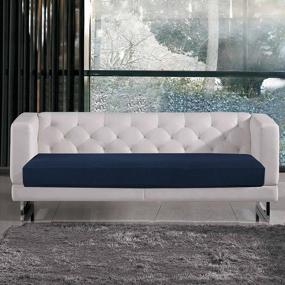 img 3 attached to Темно-синий эластичный чехол для диванной подушки с эластичным дном - маленький размер для защиты мебели из спандекса от WOMACO