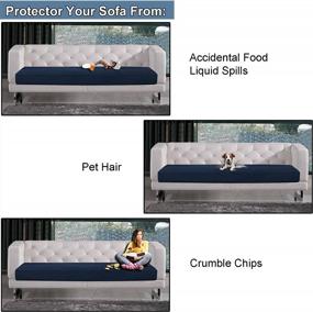 img 2 attached to Темно-синий эластичный чехол для диванной подушки с эластичным дном - маленький размер для защиты мебели из спандекса от WOMACO