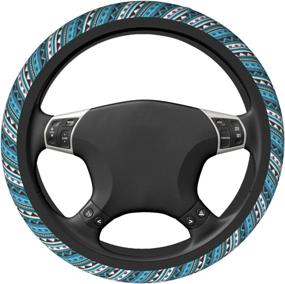 img 2 attached to 🚗 Boho Steering Wheel Cover - Non-Slip Neoprene Ethnic Style Blue Stripe Wrap for Car, SUV, Truck - Universal 15 Inches - Women & Men's Car Accessories Protector