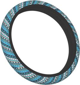 img 3 attached to 🚗 Boho Steering Wheel Cover - Non-Slip Neoprene Ethnic Style Blue Stripe Wrap for Car, SUV, Truck - Universal 15 Inches - Women & Men's Car Accessories Protector