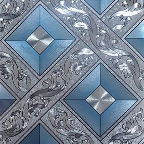 img 4 attached to Modern Silver And Blue QIHANG Foil Mosaic Wallpaper, Perfect For Hotels And Decorative Ceilings