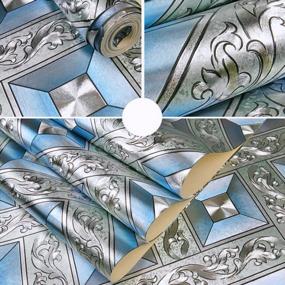 img 1 attached to Modern Silver And Blue QIHANG Foil Mosaic Wallpaper, Perfect For Hotels And Decorative Ceilings