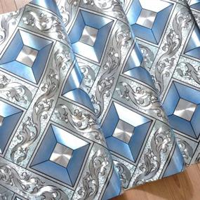 img 3 attached to Modern Silver And Blue QIHANG Foil Mosaic Wallpaper, Perfect For Hotels And Decorative Ceilings