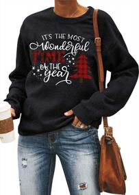 img 4 attached to Women'S Christmas Sweatshirt - Buffalo Plaid Tree Color Block Snowflake Print Long Sleeve Top