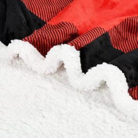 img 2 attached to Stay Cozy This Winter With Our Buffalo Check Sherpa Fleece Blanket - Red Black Checkered Sofa Bed Throw For Maximum Comfort