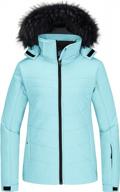 women's waterproof ski jacket warm puffer winter coat with thick hoodie logo
