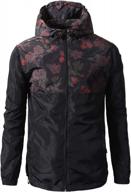men's light-weight windbreaker jacket with hip floral print and color block design - full zip-up - black - size l by urbancrews logo