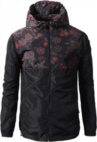 img 4 attached to Men'S Light-Weight Windbreaker Jacket With Hip Floral Print And Color Block Design - Full Zip-Up - Black - Size L By URBANCREWS