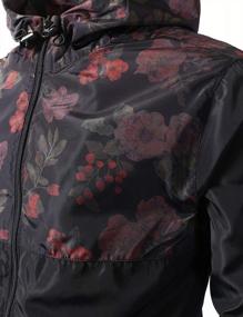 img 2 attached to Men'S Light-Weight Windbreaker Jacket With Hip Floral Print And Color Block Design - Full Zip-Up - Black - Size L By URBANCREWS